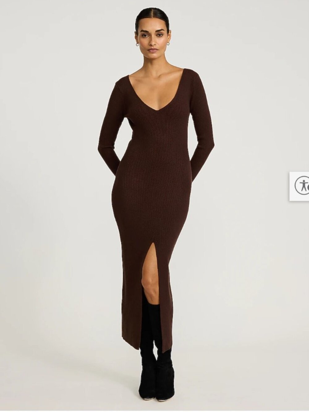 Airy Soft V-Neck Long Sleeve Maxi Sweater Dress sz xs